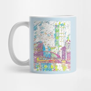 Pittsburgh Skyline / PPG / Smithfield Street Bridge original artwork by Tim Crowley Mug